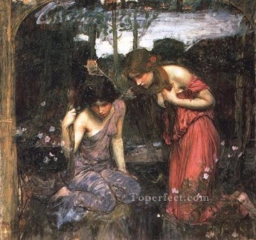 Nymphs finding the head of orpheus study JW Greek female John William Waterhouse Oil Paintings